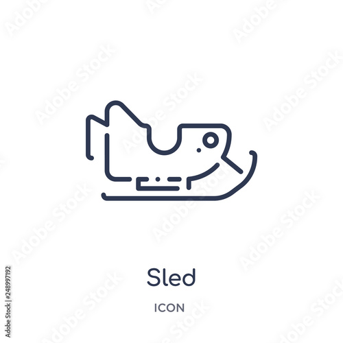 sled icon from winter outline collection. Thin line sled icon isolated on white background.