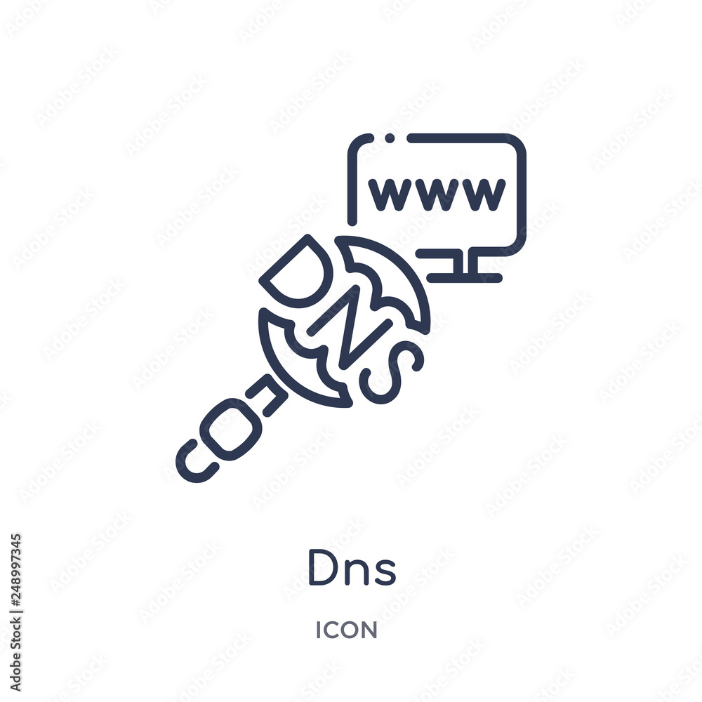 dns icon from web hosting outline collection. Thin line dns icon isolated on white background.