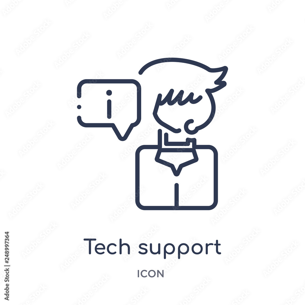 tech support icon from web hosting outline collection. Thin line tech support icon isolated on white background. tech support icon from web hosting outline collection. Thin line tech support icon isolated on white background.