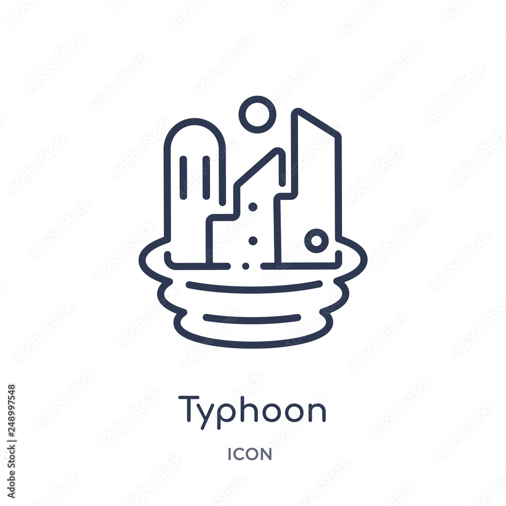 typhoon icon from weather outline collection. Thin line typhoon icon isolated on white background.