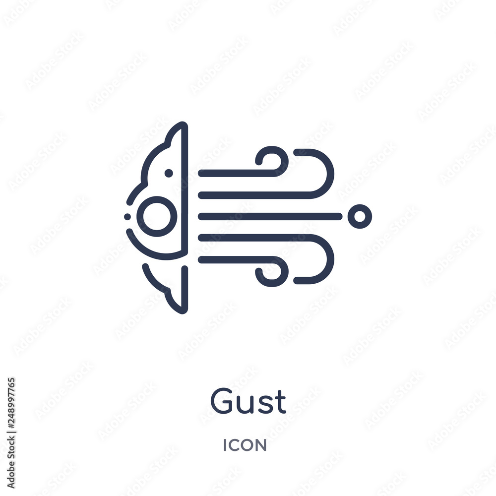 gust icon from weather outline collection. Thin line gust icon isolated on white background.