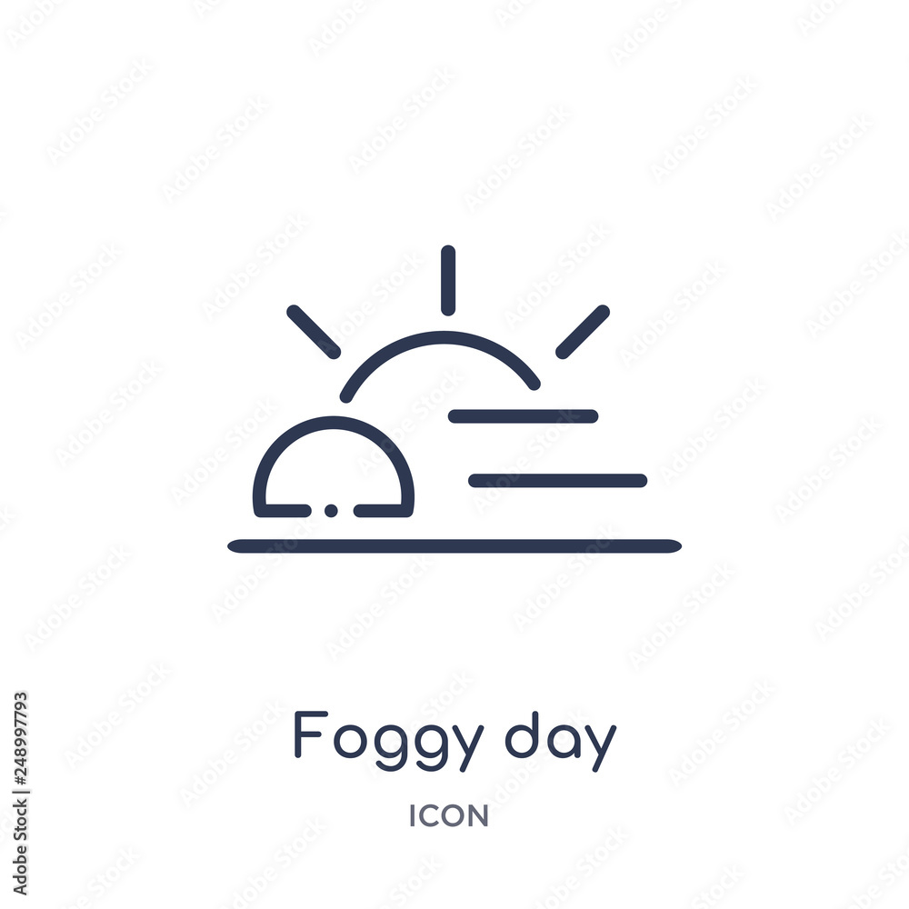 foggy day icon from weather outline collection. Thin line foggy day icon isolated on white background. foggy day icon from weather outline collection. Thin line foggy day icon isolated on white background.