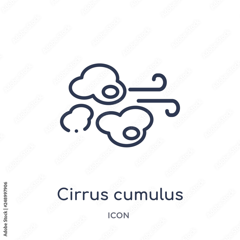cirrus cumulus icon from weather outline collection. Thin line cirrus cumulus icon isolated on white background. cirrus cumulus icon from weather outline collection. Thin line cirrus cumulus icon isolated on white background.