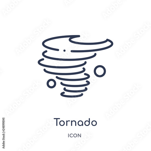 tornado icon from weather outline collection. Thin line tornado icon isolated on white background.