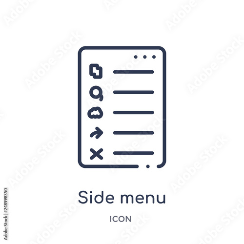 side menu icon from user interface outline collection. Thin line side menu icon isolated on white background. © Meth Mehr