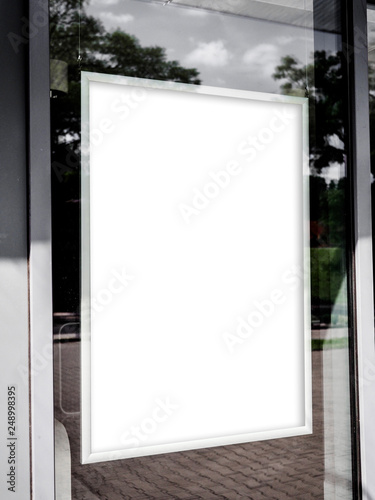 Mock up. Outdoor advertising  blank billboard outdoors  public information board on the wall  Signboard side view of empty white with shadow mock up signage.