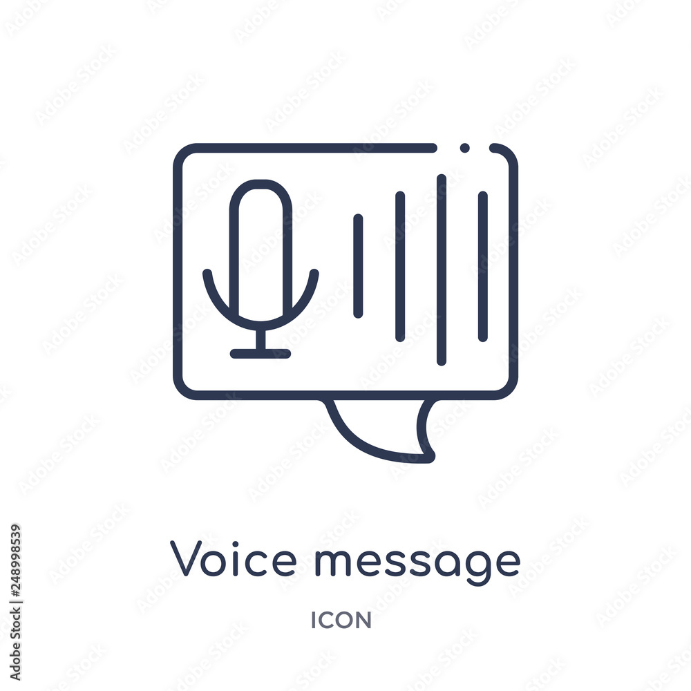 voice message icon from user interface outline collection. Thin line voice message icon isolated on white background. voice message icon from user interface outline collection. Thin line voice message icon isolated on white background.