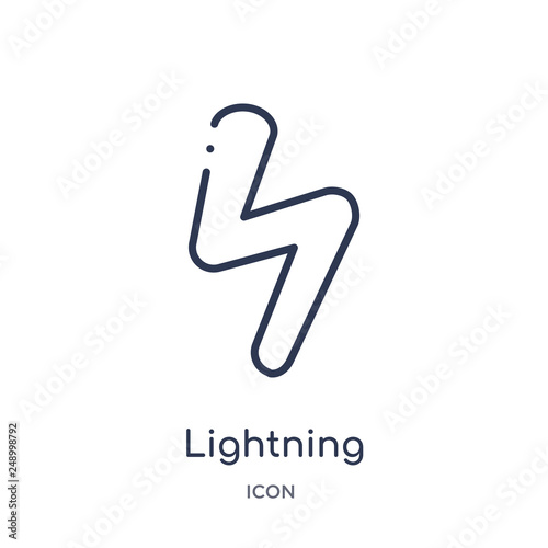 lightning icon from user interface outline collection. Thin line lightning icon isolated on white background.