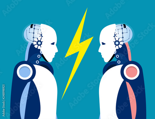Artificial intelligence technology competition. Concept business vector, Future, Robotic.