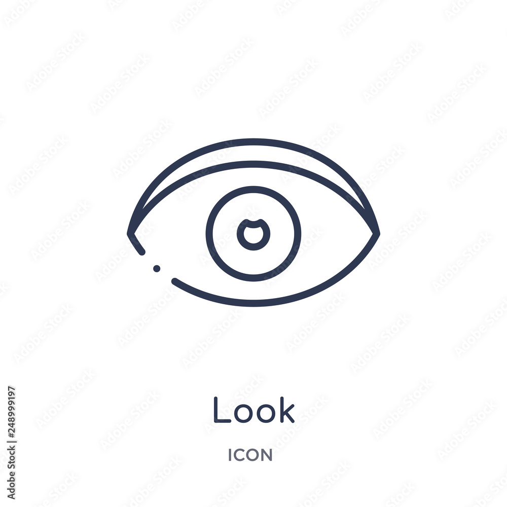 look icon from user interface outline collection. Thin line look icon isolated on white background. look icon from user interface outline collection. Thin line look icon isolated on white background.