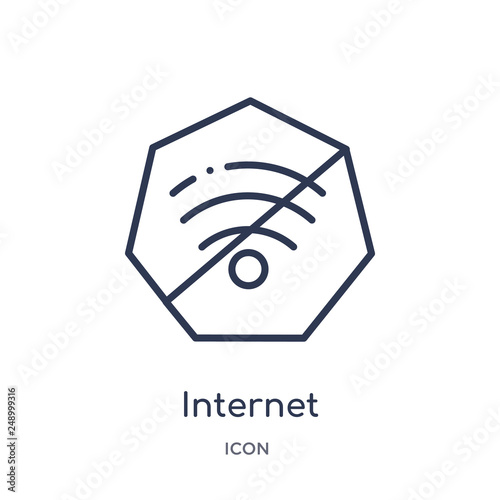 internet connections off icon from ultimate glyphicons outline collection. Thin line internet connections off icon isolated on white background.