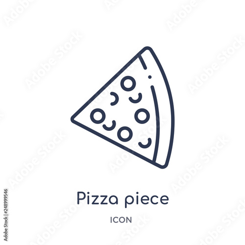 pizza piece icon from ultimate glyphicons outline collection. Thin line pizza piece icon isolated on white background.