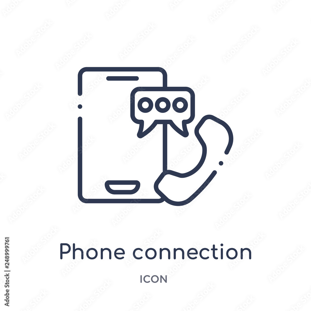 phone connection icon from ultimate glyphicons outline collection. Thin line phone connection icon isolated on white background.