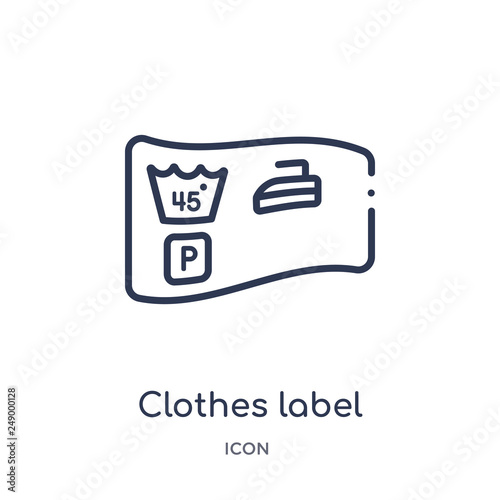 clothes label icon from ultimate glyphicons outline collection. Thin line clothes label icon isolated on white background.