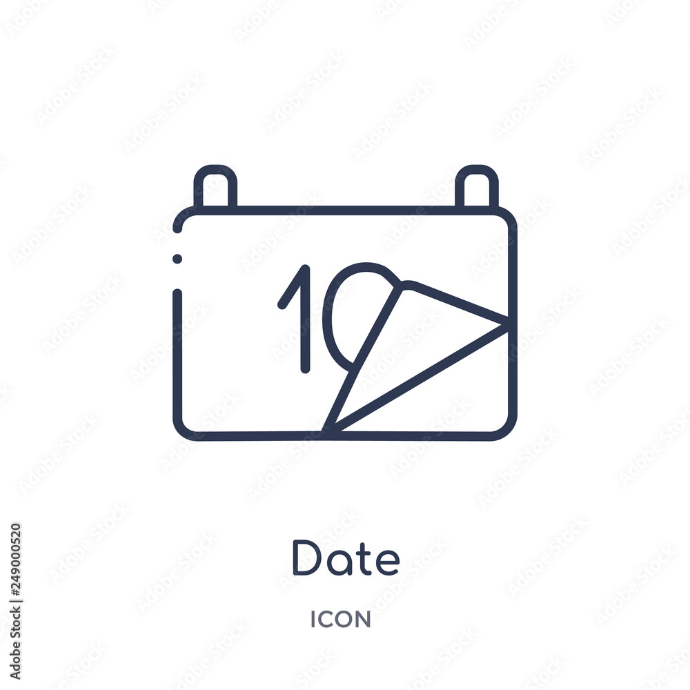date icon from travel outline collection. Thin line date icon isolated on white background. date icon from travel outline collection. Thin line date icon isolated on white background.