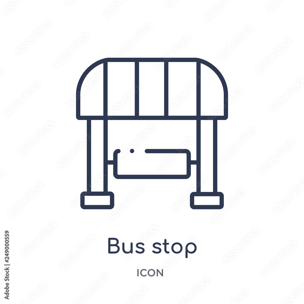 bus stop icon from travel outline collection. Thin line bus stop icon isolated on white background. bus stop icon from travel outline collection. Thin line bus stop icon isolated on white background.