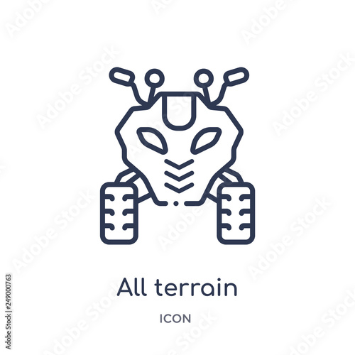 all terrain icon from transportaytan outline collection. Thin line all terrain icon isolated on white background.