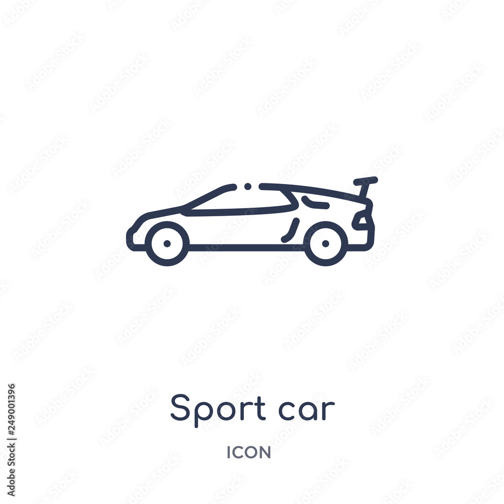 sport car icon from transportation outline collection. Thin line sport car icon isolated on white background.