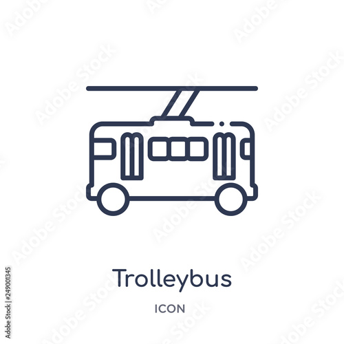trolleybus icon from transportation outline collection. Thin line trolleybus icon isolated on white background.
