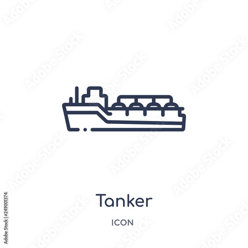tanker icon from transportation outline collection. Thin line tanker icon isolated on white background.