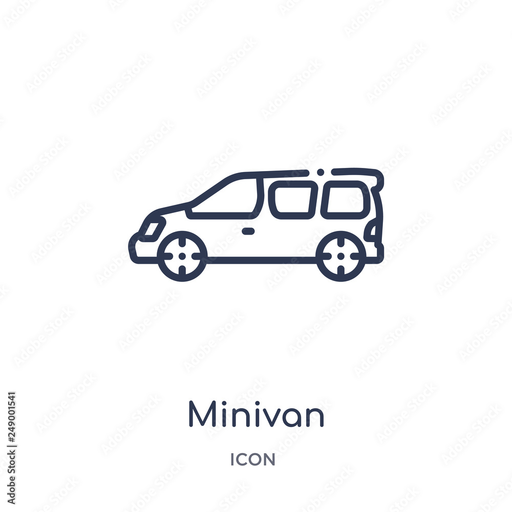 minivan icon from transportation outline collection. Thin line minivan icon isolated on white background.