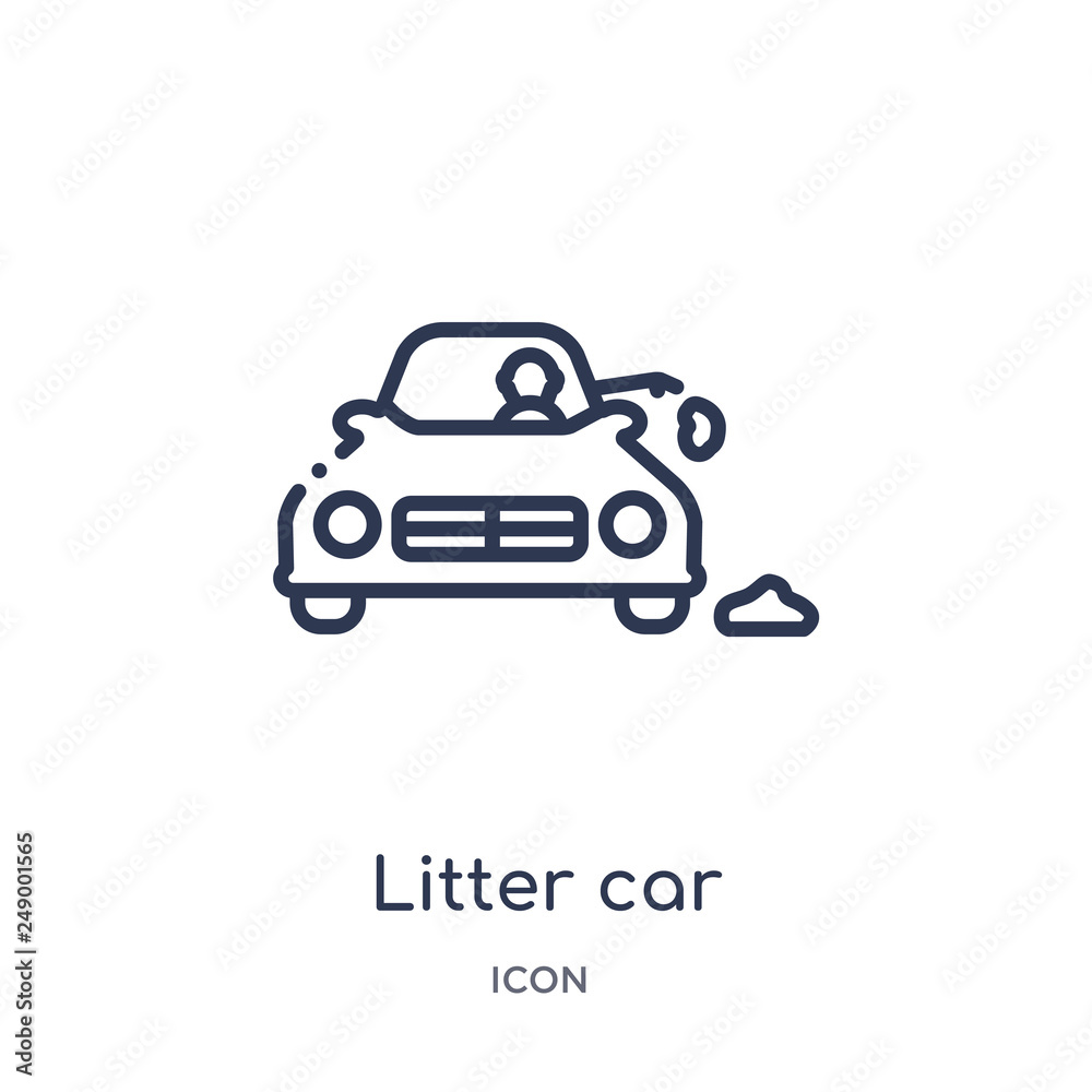 litter car icon from transportation outline collection. Thin line litter car icon isolated on white background.