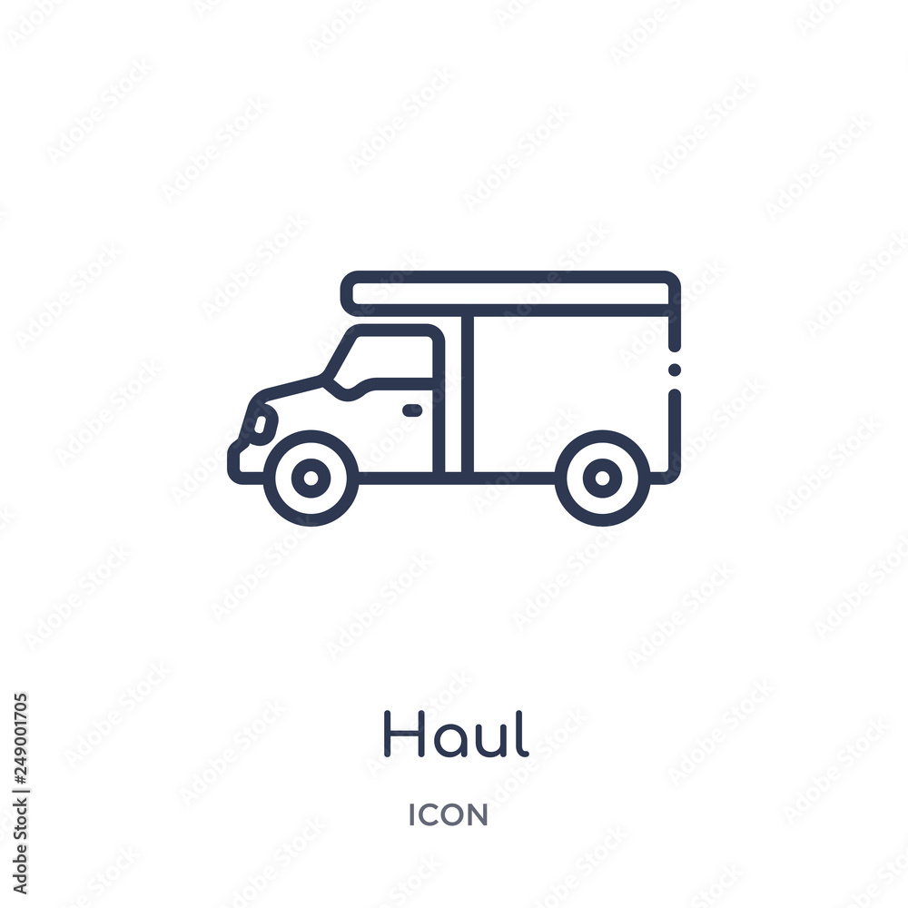 haul icon from transportation outline collection. Thin line haul icon isolated on white background.