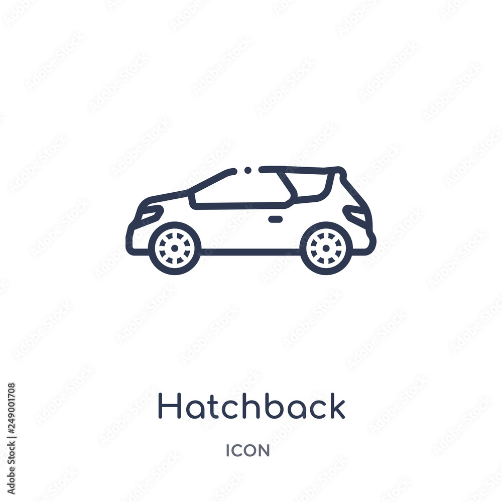 hatchback icon from transportation outline collection. Thin line hatchback icon isolated on white background.