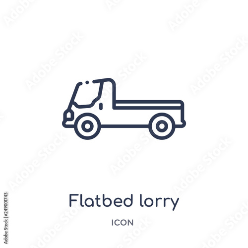 flatbed lorry icon from transportation outline collection. Thin line flatbed lorry icon isolated on white background.