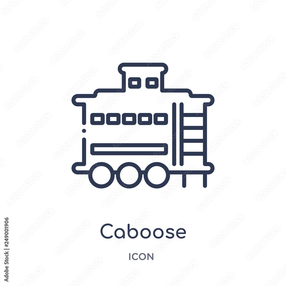 caboose icon from transportation outline collection. Thin line caboose icon isolated on white background. caboose icon from transportation outline collection. Thin line caboose icon isolated on white background.