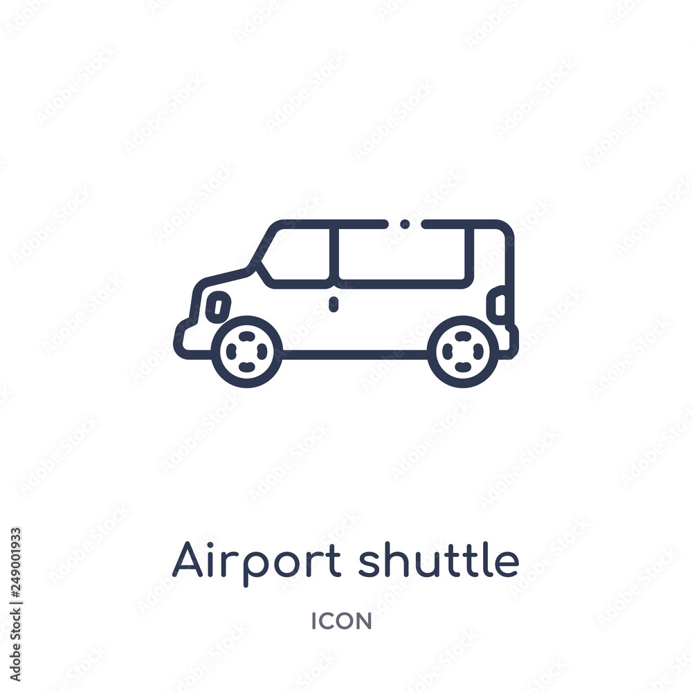 airport shuttle icon from transportation outline collection. Thin line airport shuttle icon isolated on white background.