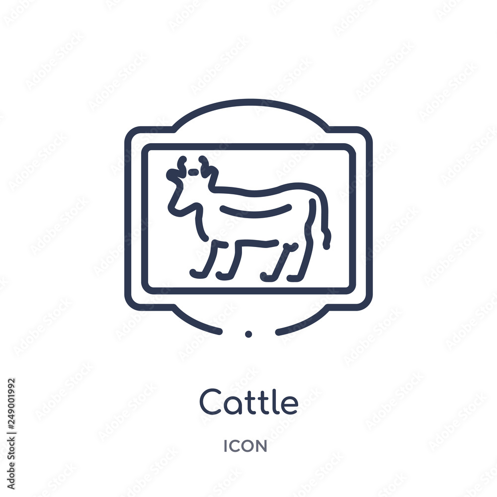 cattle icon from traffic sign outline collection. Thin line cattle icon isolated on white background.