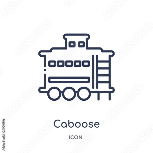 caboose icon from transportation outline collection. Thin line caboose icon isolated on white background.
