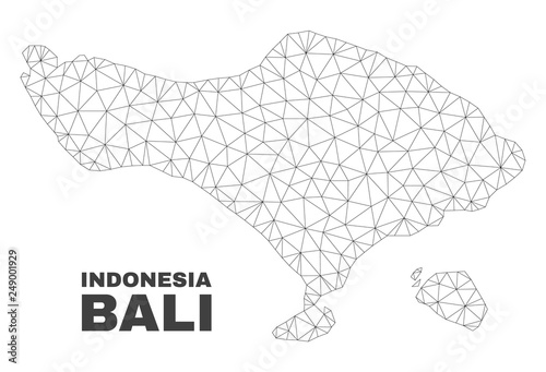 Abstract Bali map isolated on a white background. Triangular mesh model in black color of Bali map. Polygonal geographic scheme designed for political illustrations.