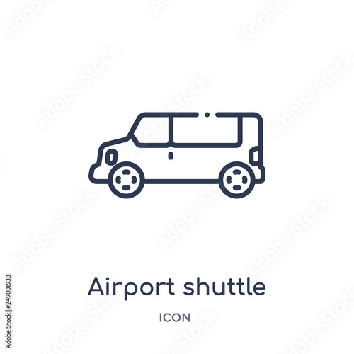 airport shuttle icon from transportation outline collection. Thin line airport shuttle icon isolated on white background.