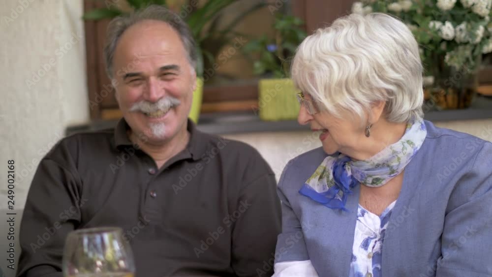 The senior Friends having fun in In backyard