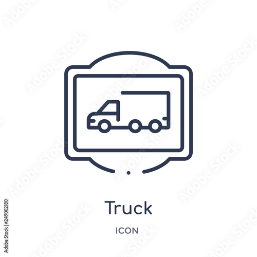 truck icon from traffic signs outline collection. Thin line truck icon isolated on white background.