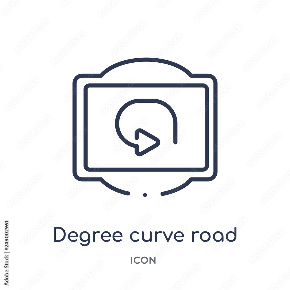 degree curve road icon from traffic signs outline collection. Thin line degree curve road icon isolated on white background. degree curve road icon from traffic signs outline collection. Thin line degree curve road icon isolated on white background.