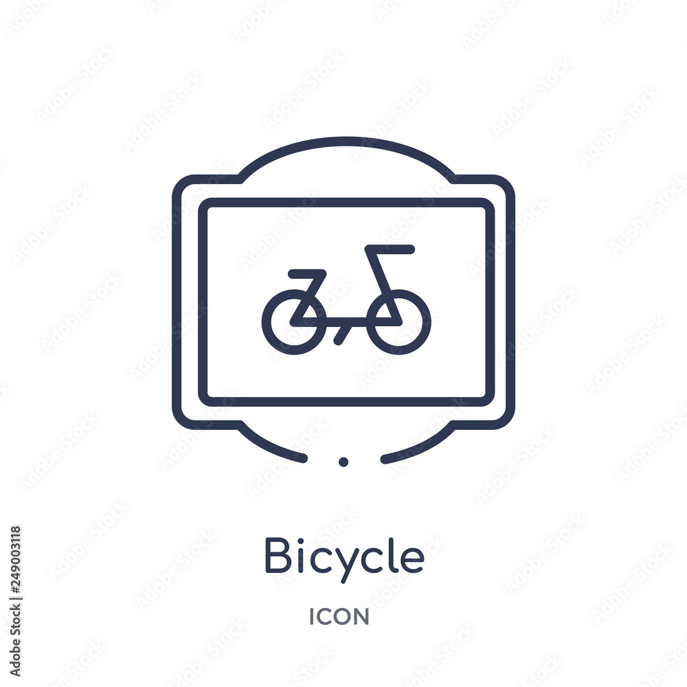 bicycle icon from traffic signs outline collection. Thin line bicycle icon isolated on white background. bicycle icon from traffic signs outline collection. Thin line bicycle icon isolated on white background.