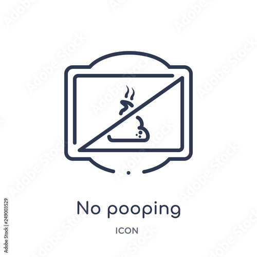 no pooping icon from traffic signs outline collection. Thin line no pooping icon isolated on white background.