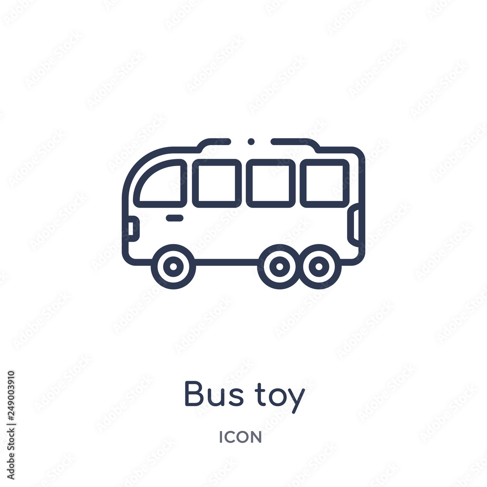 bus toy icon from toys outline collection. Thin line bus toy icon isolated on white background. bus toy icon from toys outline collection. Thin line bus toy icon isolated on white background.
