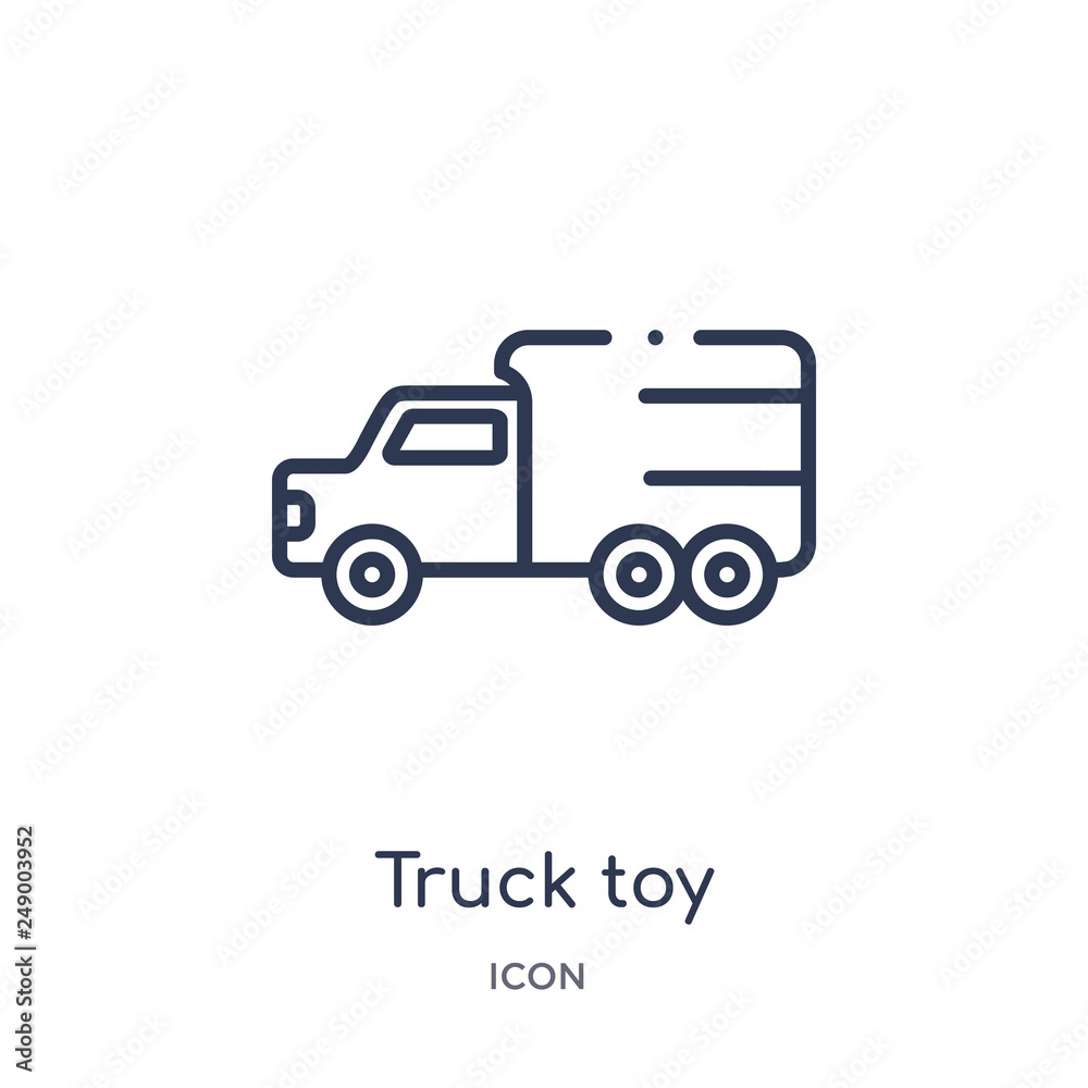 truck toy icon from toys outline collection. Thin line truck toy icon isolated on white background.