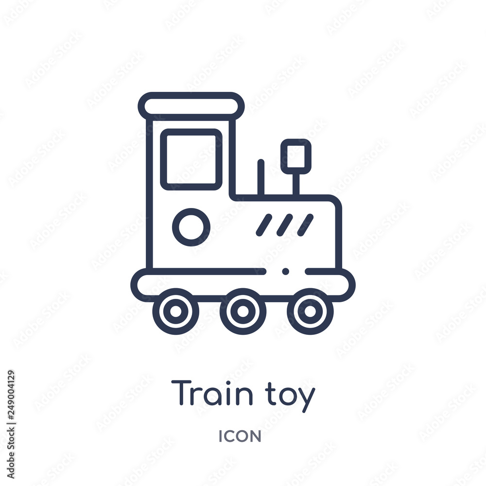 train toy icon from toys outline collection. Thin line train toy icon isolated on white background.