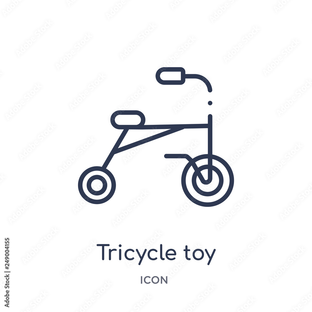 tricycle toy icon from toys outline collection. Thin line tricycle toy icon isolated on white background.