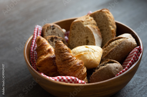 bread on black wooden table