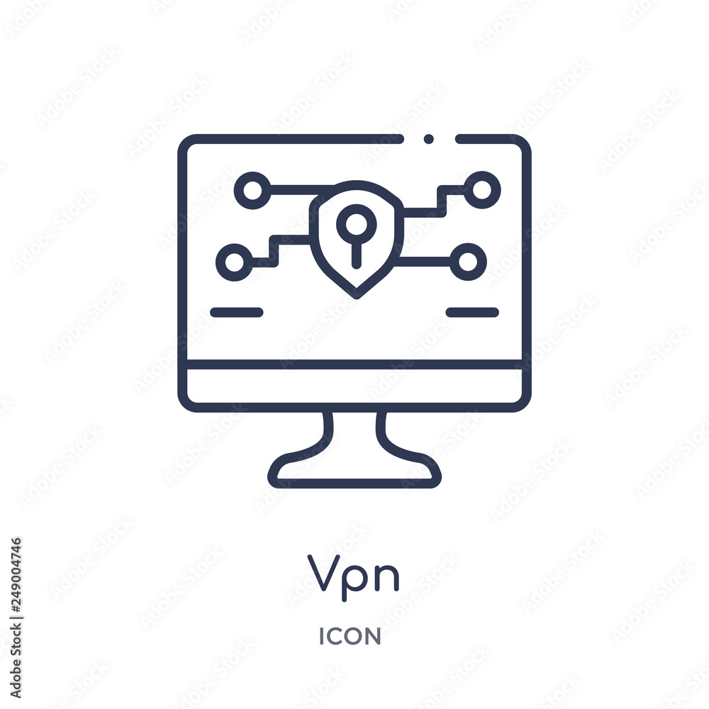 vpn icon from technology outline collection. Thin line vpn icon isolated on white background. vpn icon from technology outline collection. Thin line vpn icon isolated on white background.