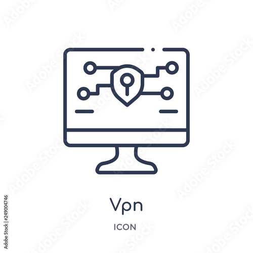 vpn icon from technology outline collection. Thin line vpn icon isolated on white background.