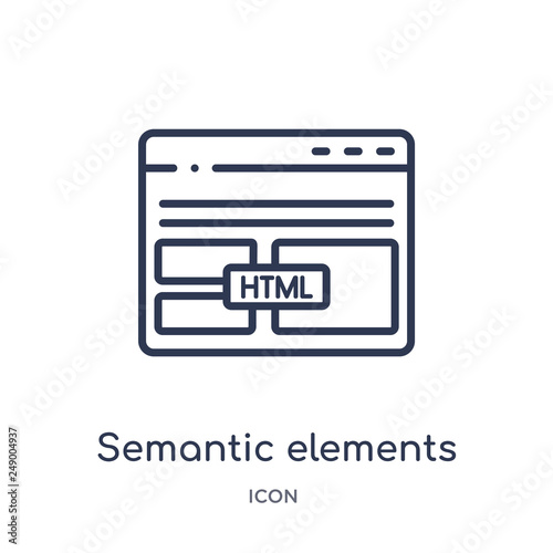 semantic elements icon from technology outline collection. Thin line semantic elements icon isolated on white background.