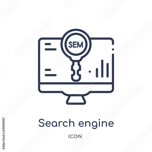 search engine marketing icon from technology outline collection. Thin line search engine marketing icon isolated on white background.