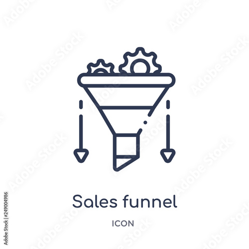 sales funnel icon from technology outline collection. Thin line sales funnel icon isolated on white background.